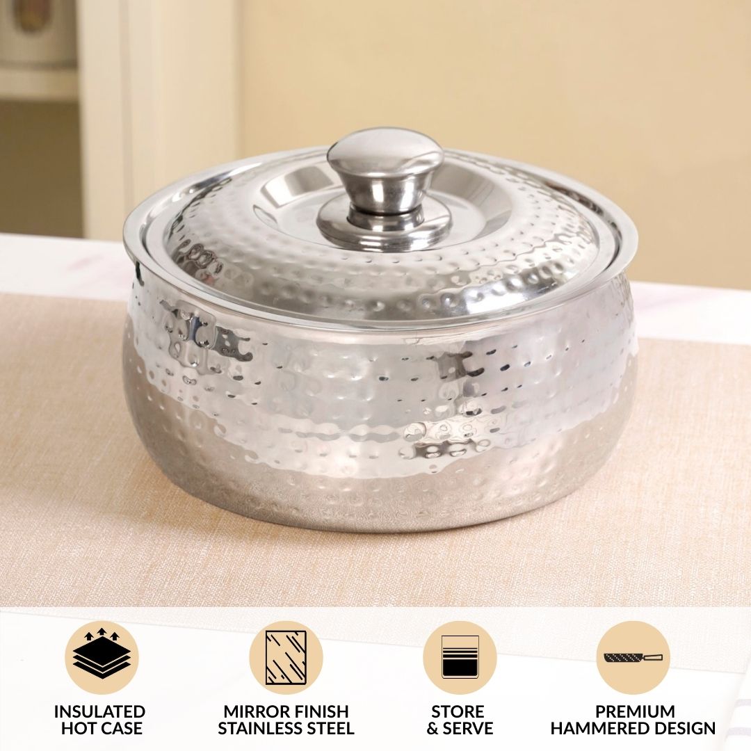 Hammered Stainless Steel Casserole 1500ml