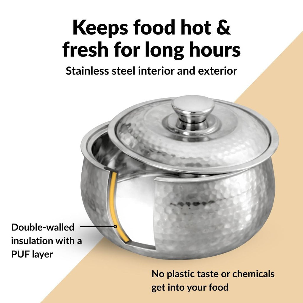 Hammered Stainless Steel Casserole 1500ml