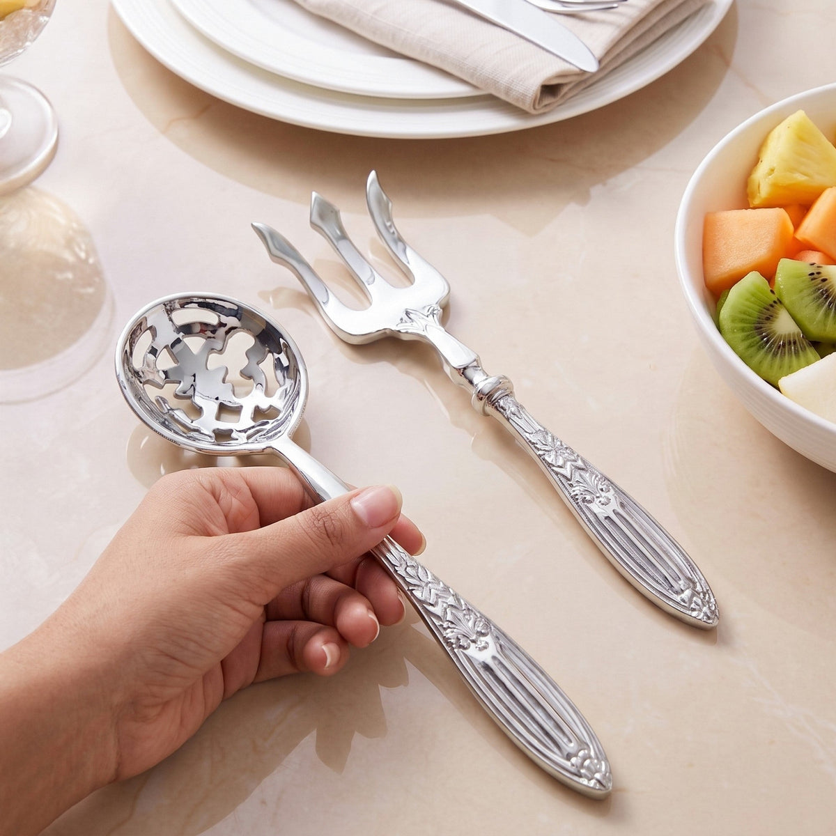 Vintage Serving Spoon And Fork Set Of 2