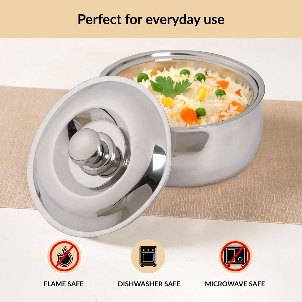 Heat Lock Stainless Steel Casserole 1500ml