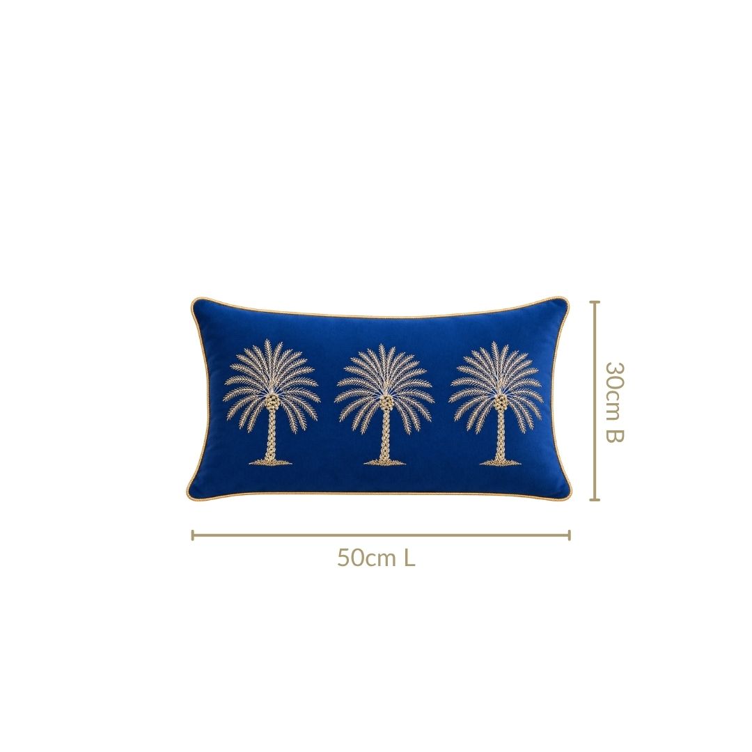 Midnight Palms Embroidered Velvet Cushion Cover 50x30cm