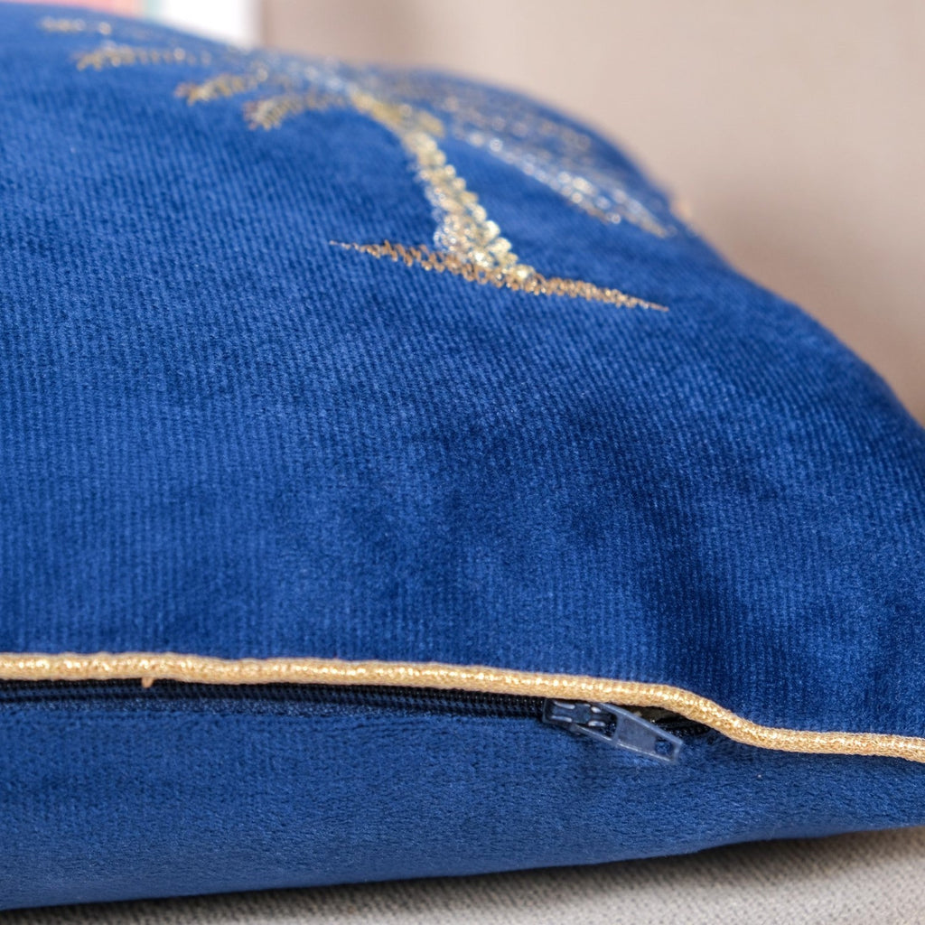 Midnight Palms Embroidered Velvet Cushion Cover 50x30cm