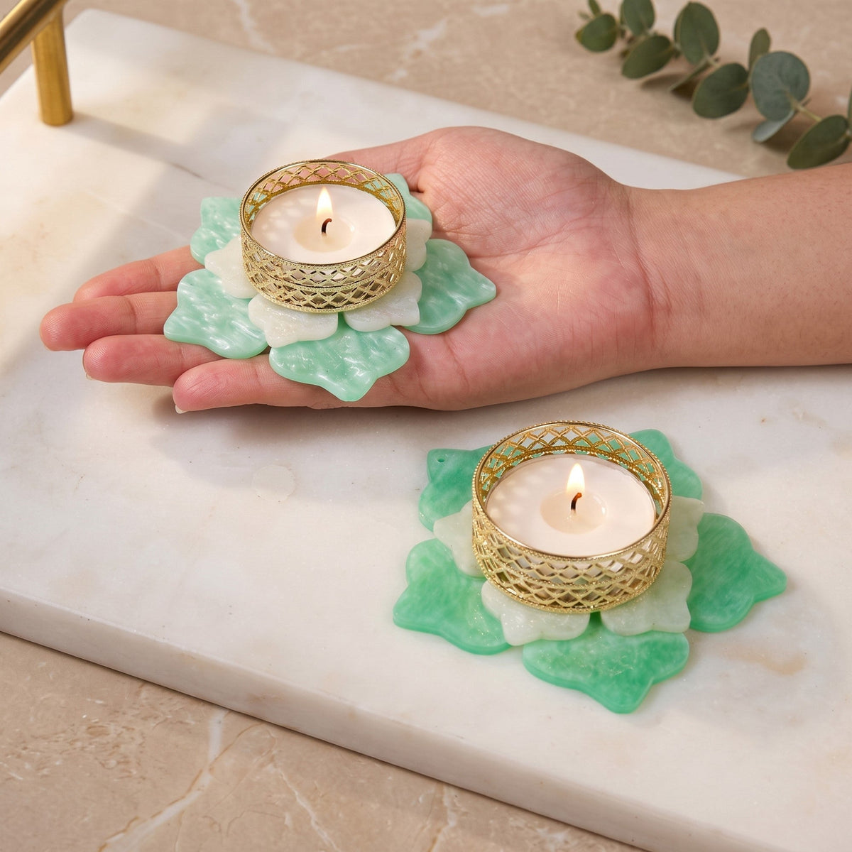 Mintara Tealight And Shubh Labh Wall Hanging Set Of 4 In Gift Bag