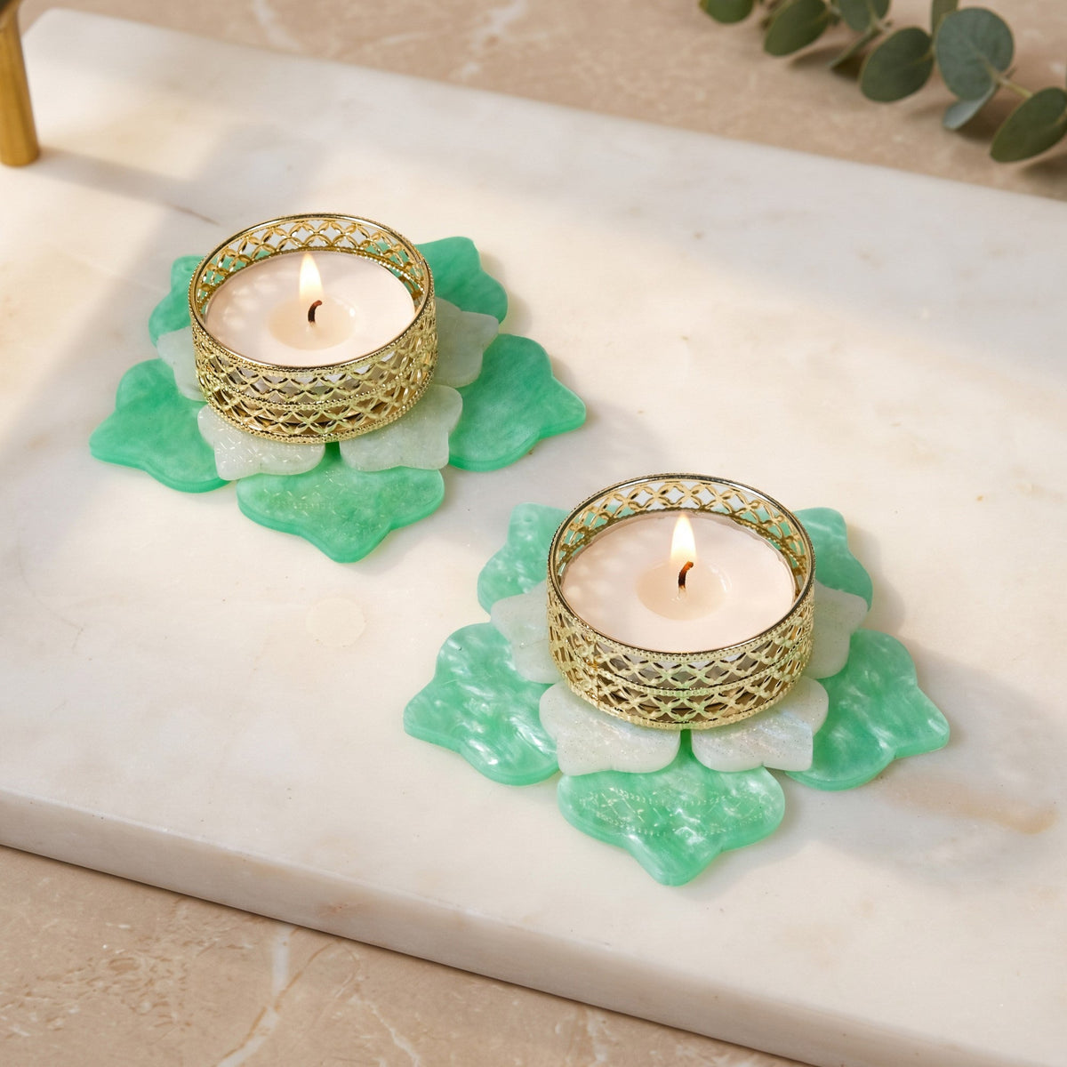 Mintara Tealight And Shubh Labh Wall Hanging Set Of 4 In Gift Bag
