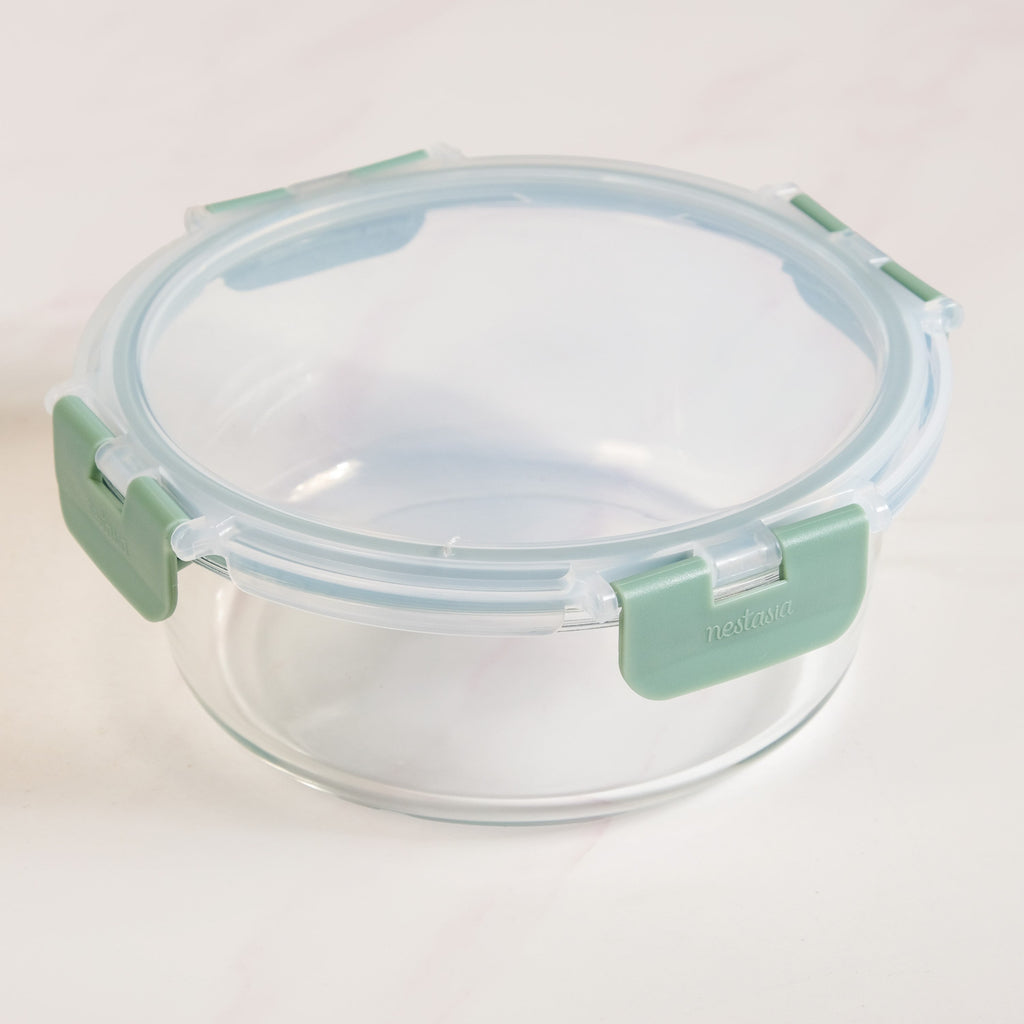 Nestro Pro Spill Proof Food Containers Set Of 3 Round Sage Green 400ml 600ml 950ml