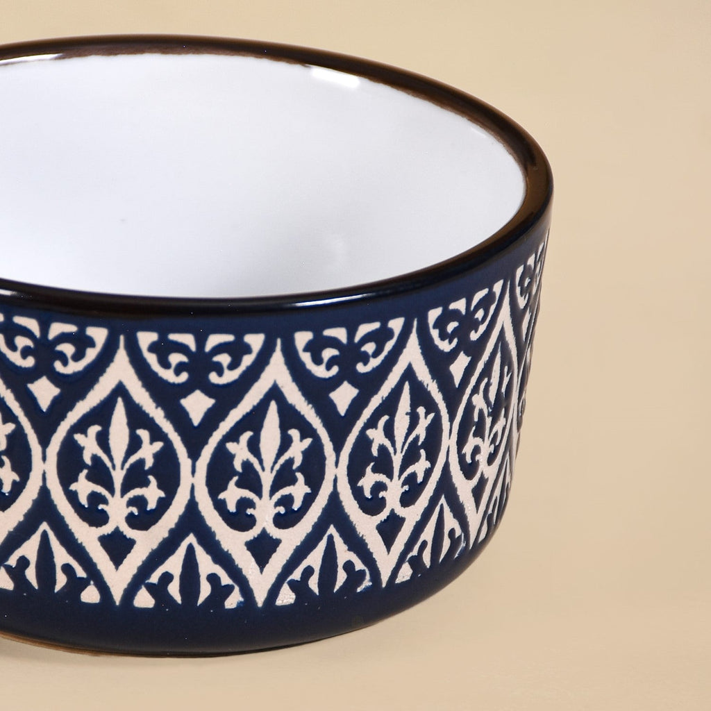 Baroque Ceramic Small Bowl Set Of 4 Navy 200ml