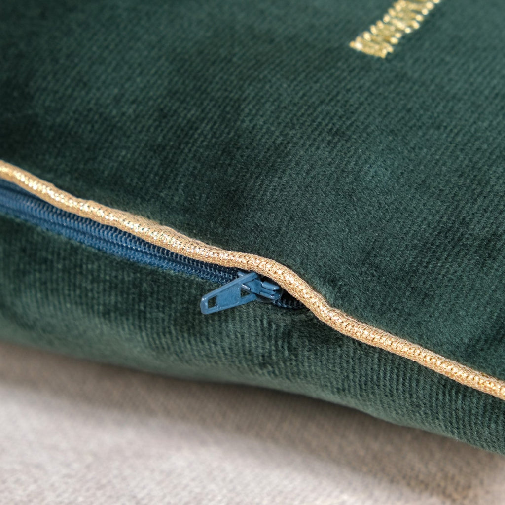 Emerald Palm Velvet Embroidered Cushion Cover 50x30cm