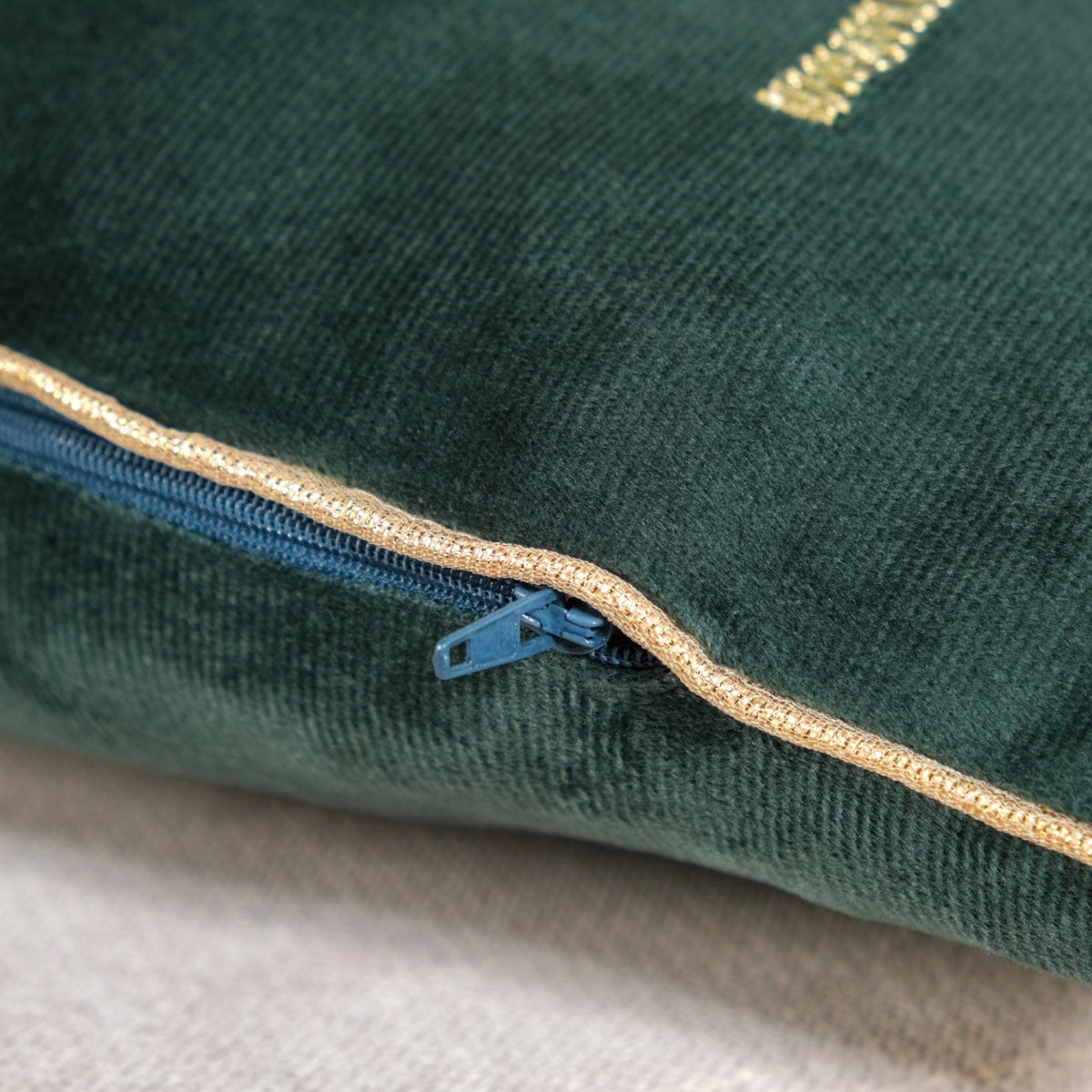 Emerald Palm Velvet Embroidered Cushion Cover 50x30cm