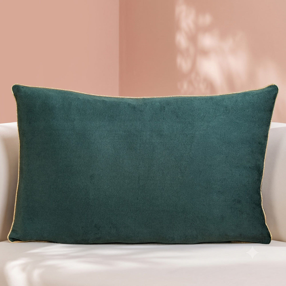 Emerald Palm Velvet Embroidered Cushion Cover 50x30cm