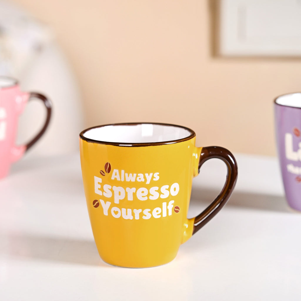 Puntastic Quotes Ceramic Coffee Mug Set Of 4 210ml