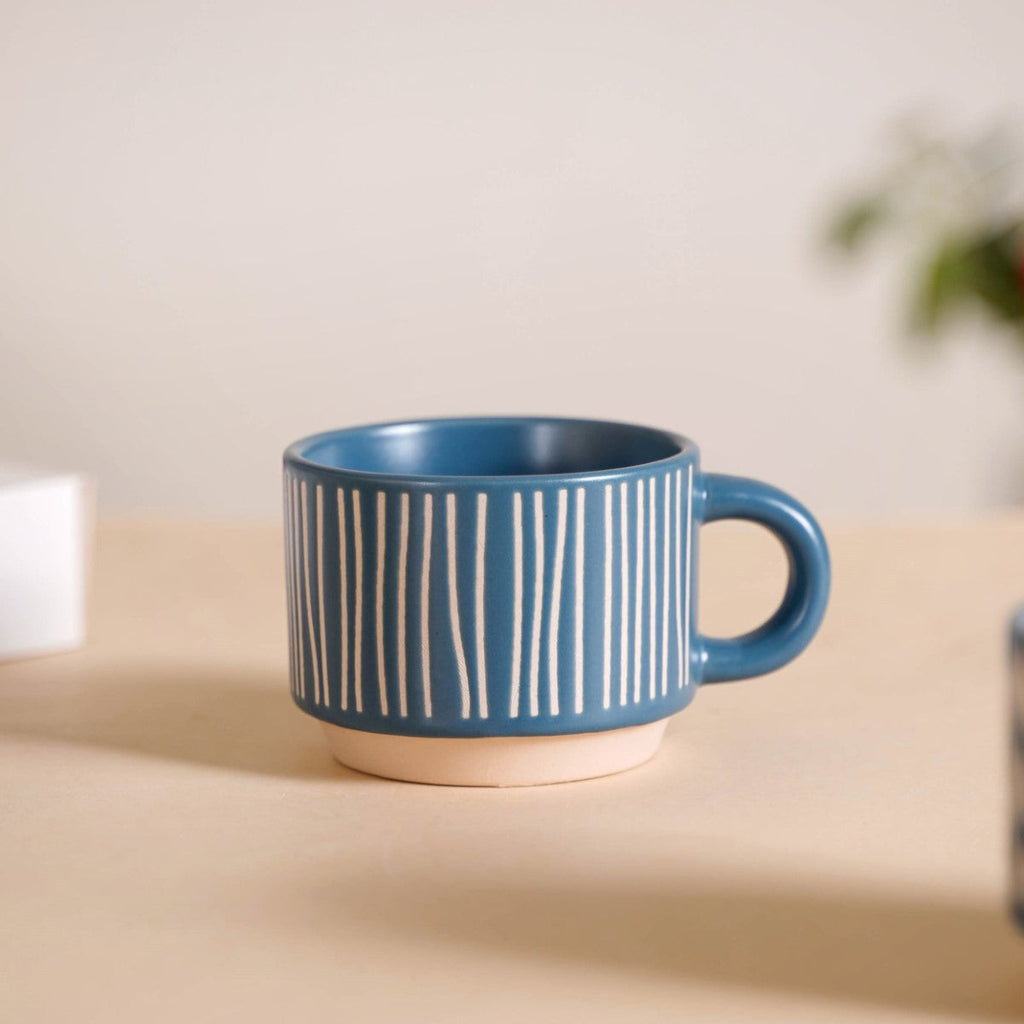 Eclectic Stackable Cups Set Of 4 With Stand Blue 100ml