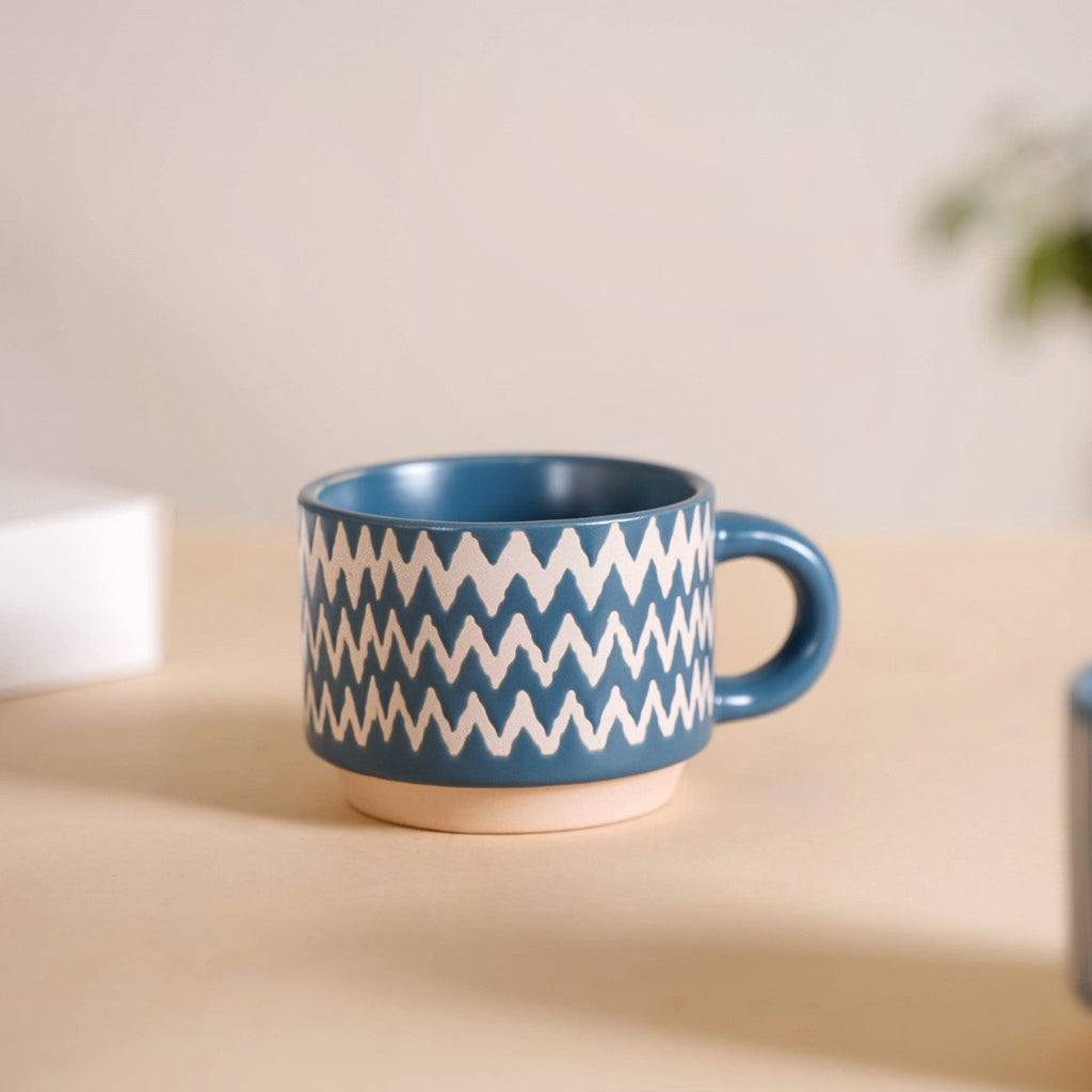 Eclectic Stackable Cups Set Of 4 With Stand Blue 100ml