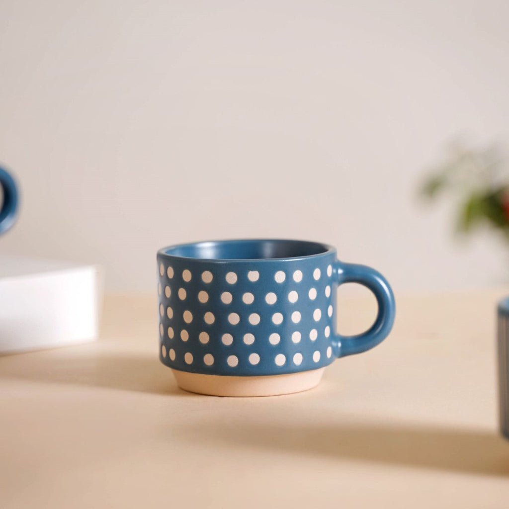 Eclectic Stackable Cups Set Of 4 With Stand Blue 100ml