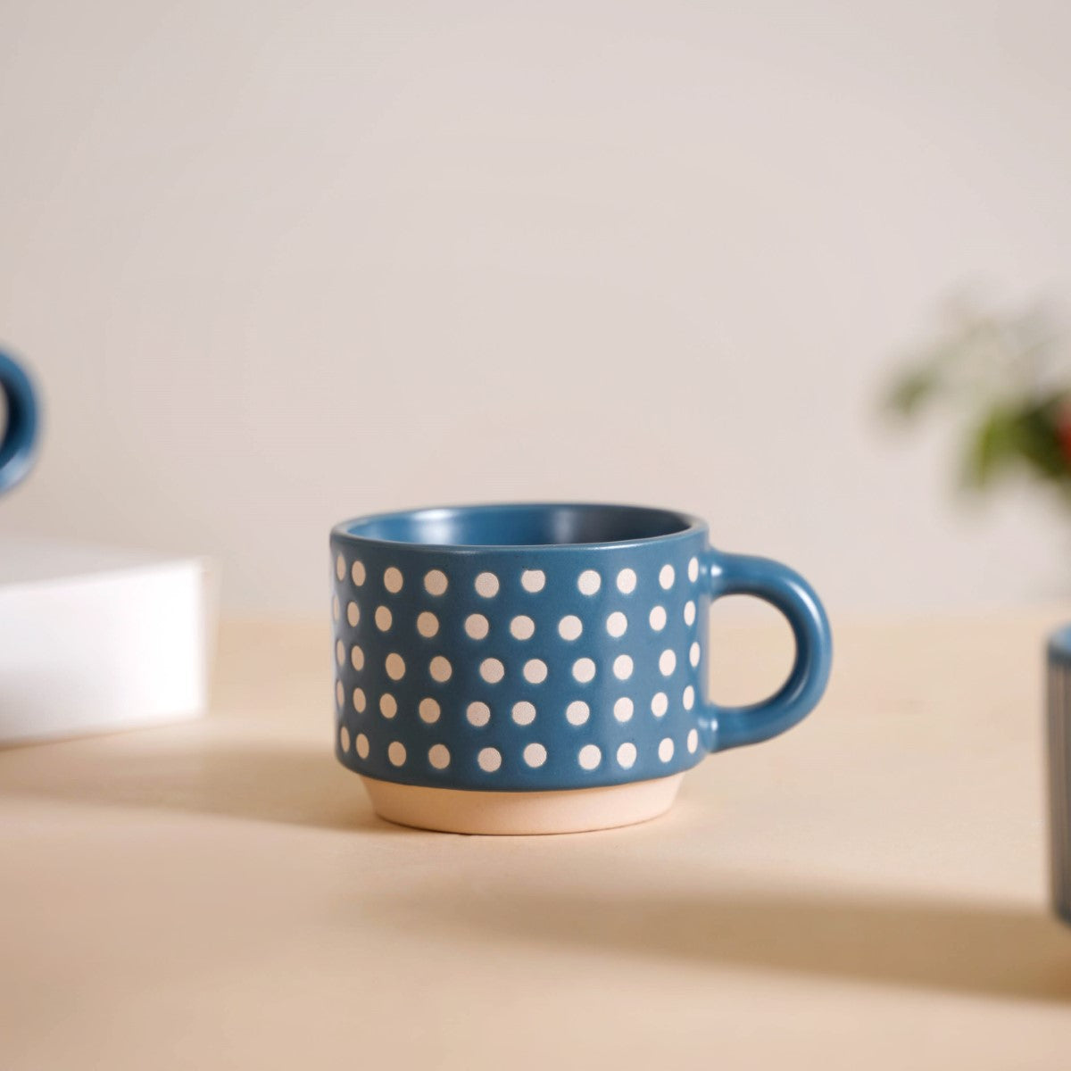 Eclectic Stackable Cups Set Of 4 With Stand Blue 100ml