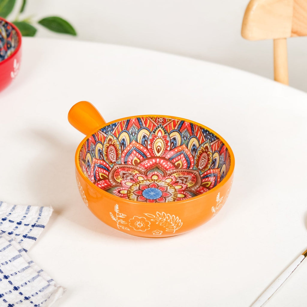 Mandala Melange Bowl With Handle Yellow 600ml