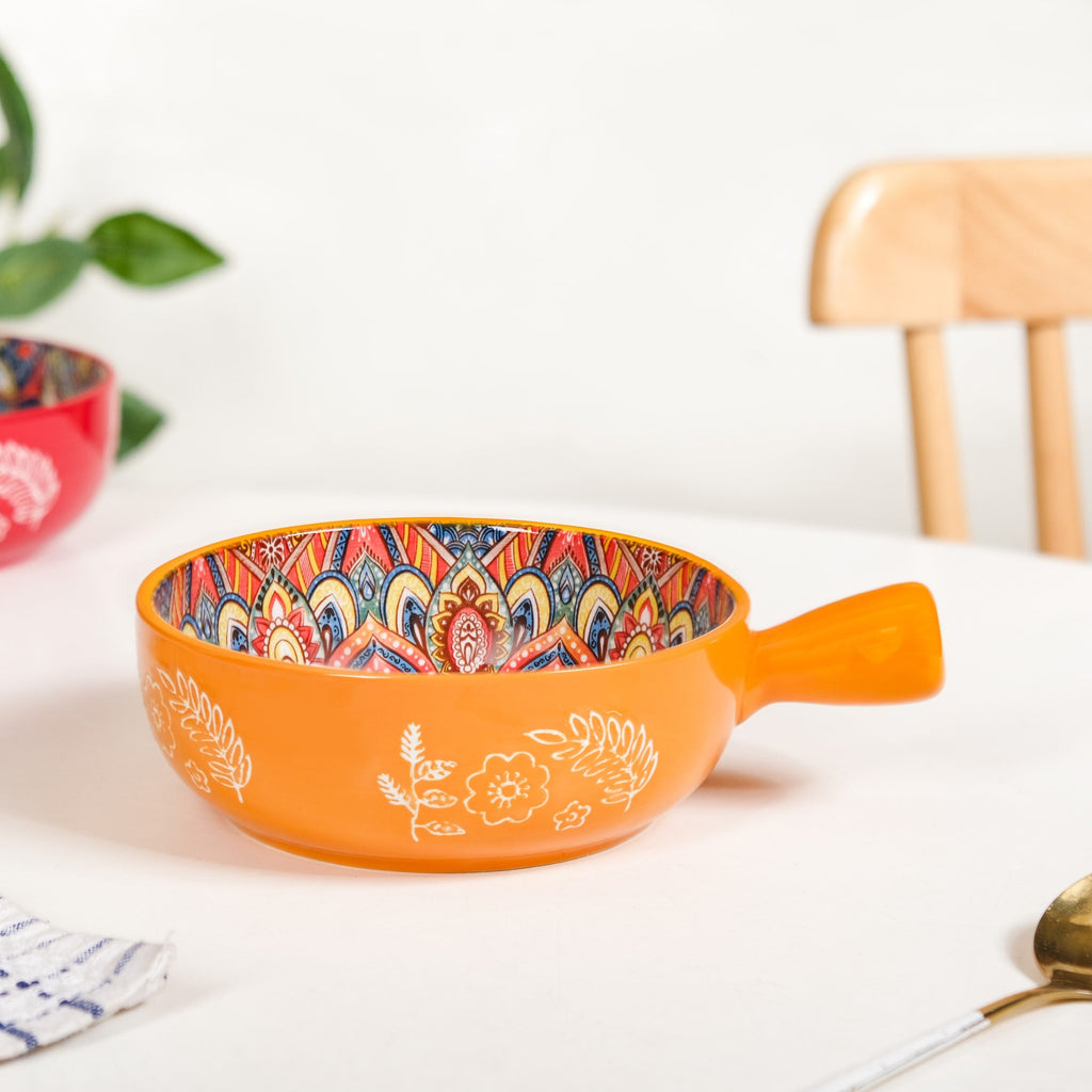 Mandala Melange Bowl With Handle Yellow 600ml
