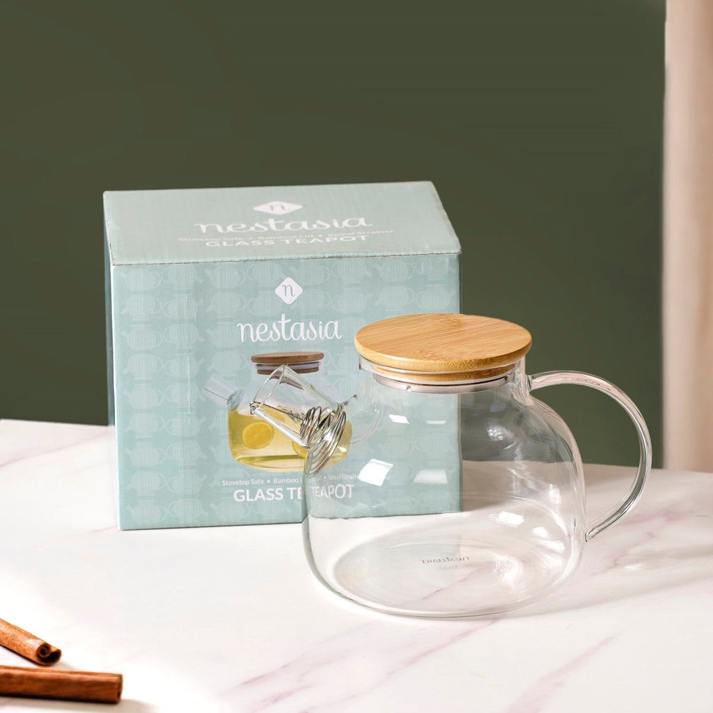 Borosilicate Glass Tea Pitcher With Lid 1100ml