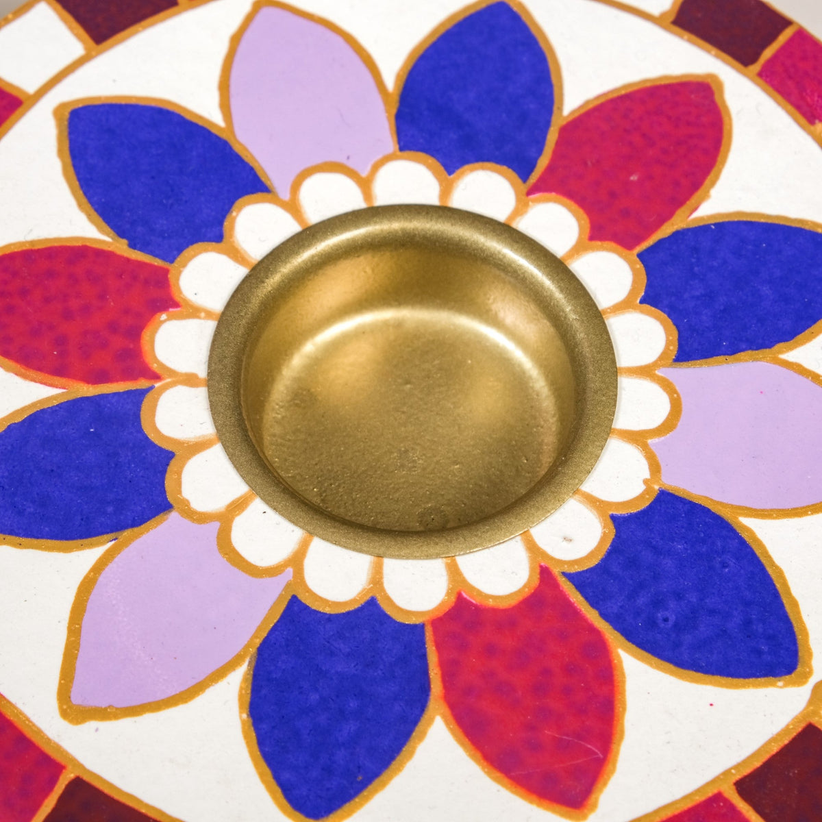 Wooden Rangoli Tealight Holder With Tealights Set Of 2